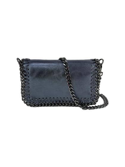 FLORENCE LEATHER - Rectangular pochette in laminated leather with chain
