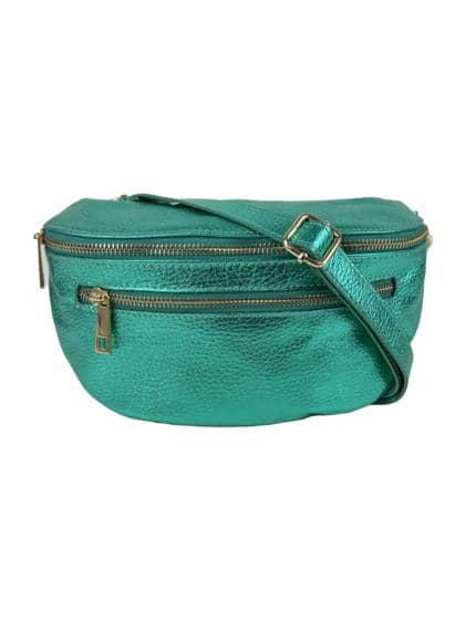 FLORENCE LEATHER - Pouch bag in laminated dollar leather with removable shoulder strap