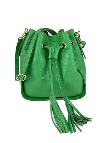 FLORENCE LEATHER - Pebbled leather bucket bag