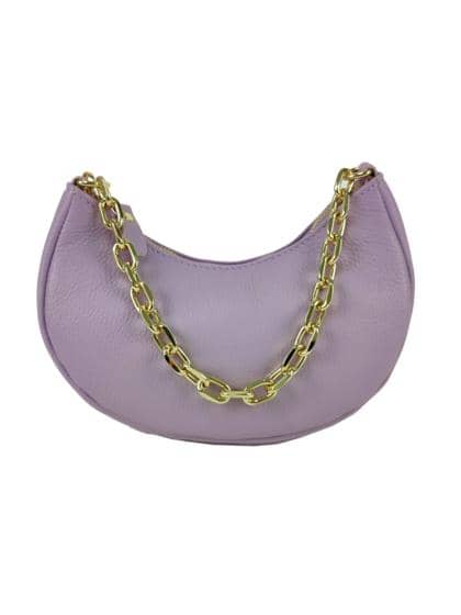 FLORENCE LEATHER - Half moon mini handbag in dollar leather with chain
