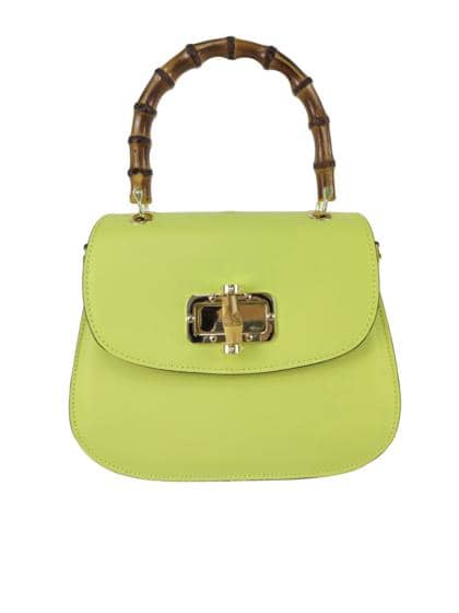 FLORENCE LEATHER - Handbag with wooden handle