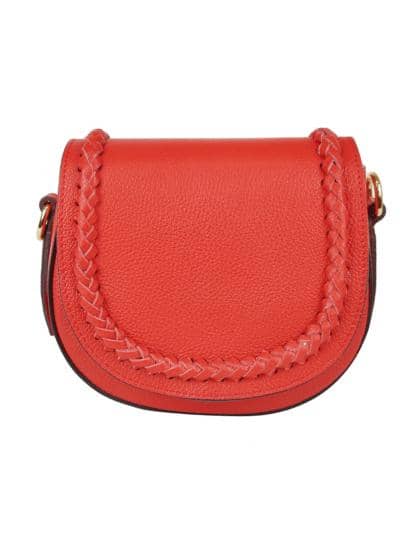 FLORENCE LEATHER - Leather bag with rounded flap with braid