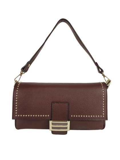 FLORENCE LEATHER - Dollar leather baguette bag with studs