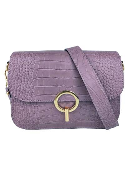 FLORENCE LEATHER - Croc print leather handbag