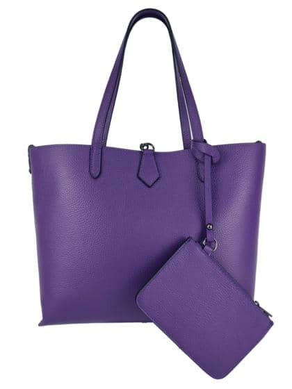 FLORENCE LEATHER - Pebbled leather tote bag with coin purse