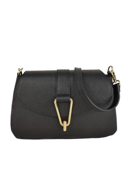 FLORENCE LEATHER - Dollar leather shoulder bag with buckle