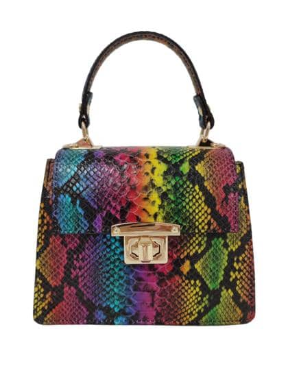 FLORENCE LEATHER - Snake print leather mini handbag