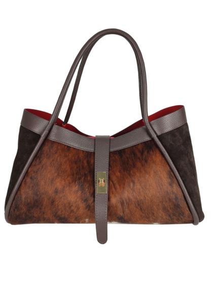 FLORENCE LEATHER - Suede and ponyskin handbag