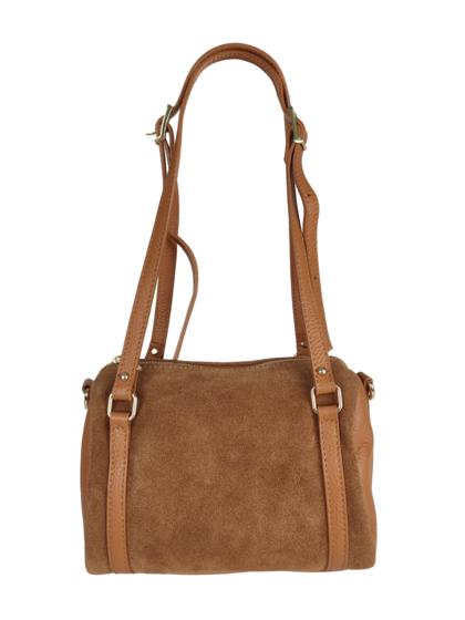 FLORENCE LEATHER - Suede and leather satchel bag