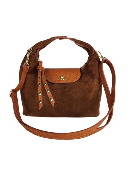 FLORENCE LEATHER - Suede bag with leather details