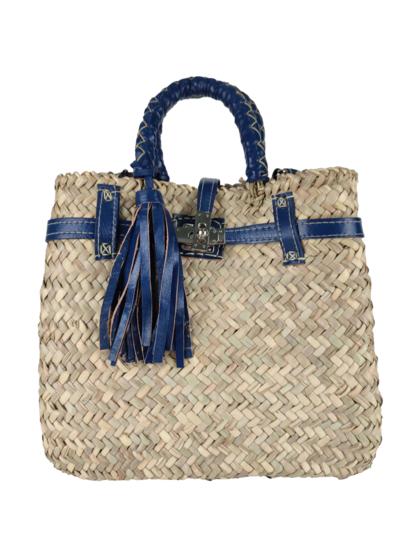 FLORENCE LEATHER - Raffia bag with leather details